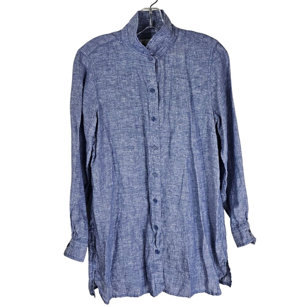 Garnet Hill‎ Linen Chambray Button-Up Shirt PS Collared Coastal Resort Lagenlook